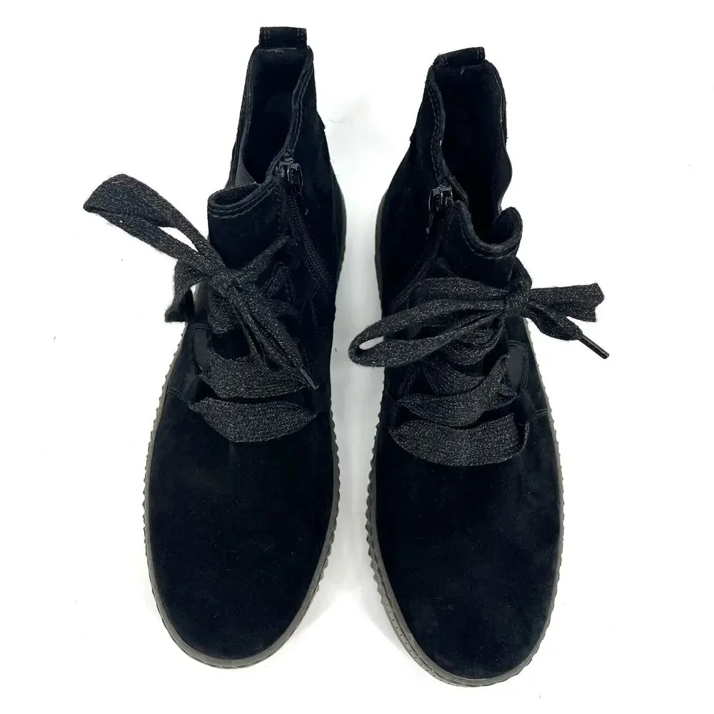Gabor‎ Women's 9-9.5 Lance Black Suede Lace up Comfort Ankle Boots